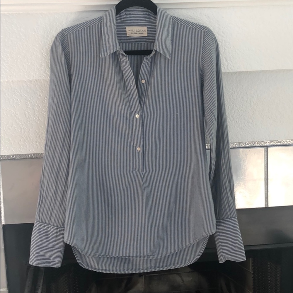Nili Lotan blue blouse small